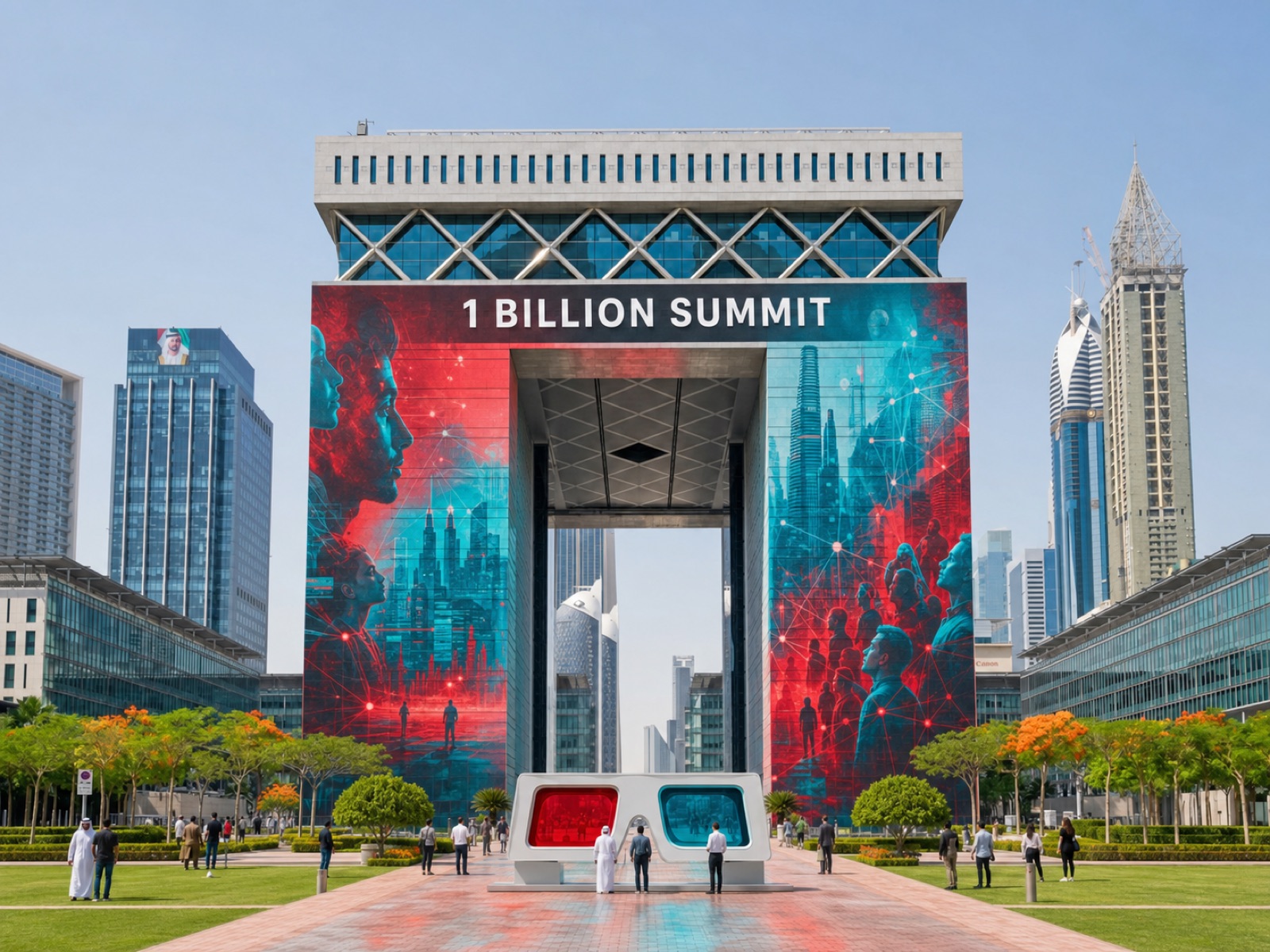 DIFC Gate double-exposure mural — concept